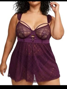 Torrid Plum Lace Corset Babydoll Chemise